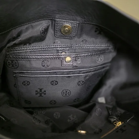 Tory BurchBritten Black Leather Hobo Bag